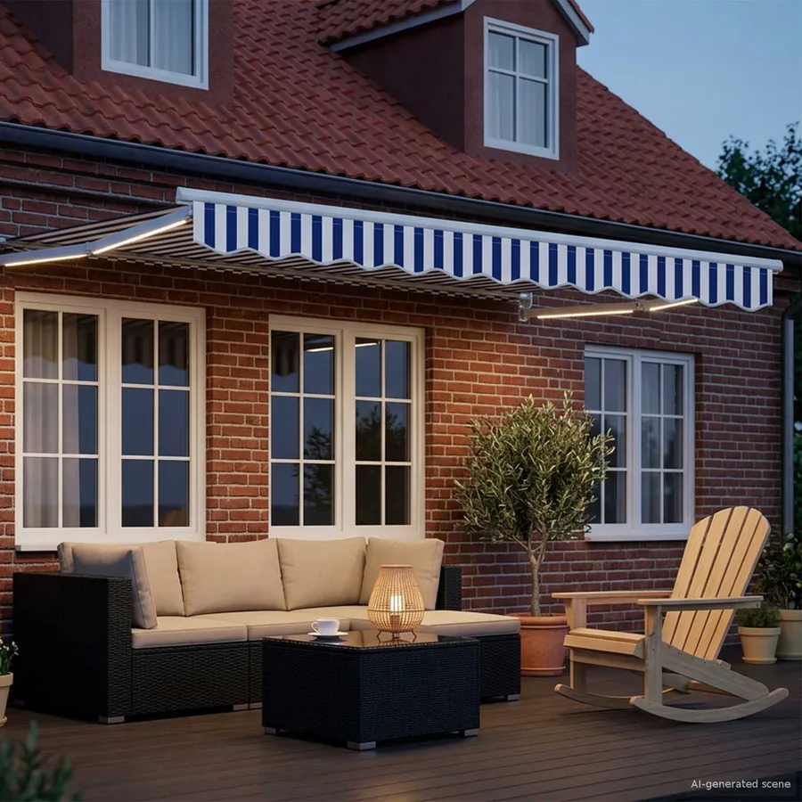 Auvent rétractable électrique Bleu et Blanc 2,5 x 2 m - 3