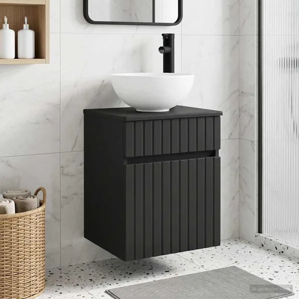 Meuble de lavabo mural Noir 39 x 41 x 64,5 cm Bois d'ingénierie