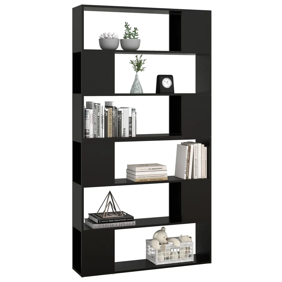 Bibliothèque/Séparateur de pièce Noir 100x24x188 cm - 4