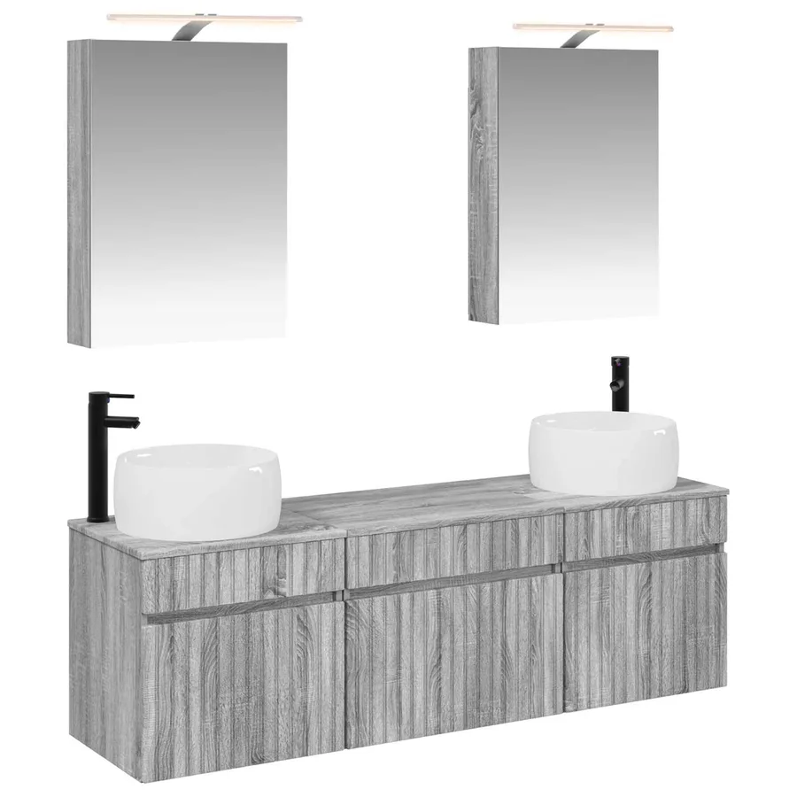 Ensemble d'armoire de salle de bain 5 pcs Sonoma gris - 2