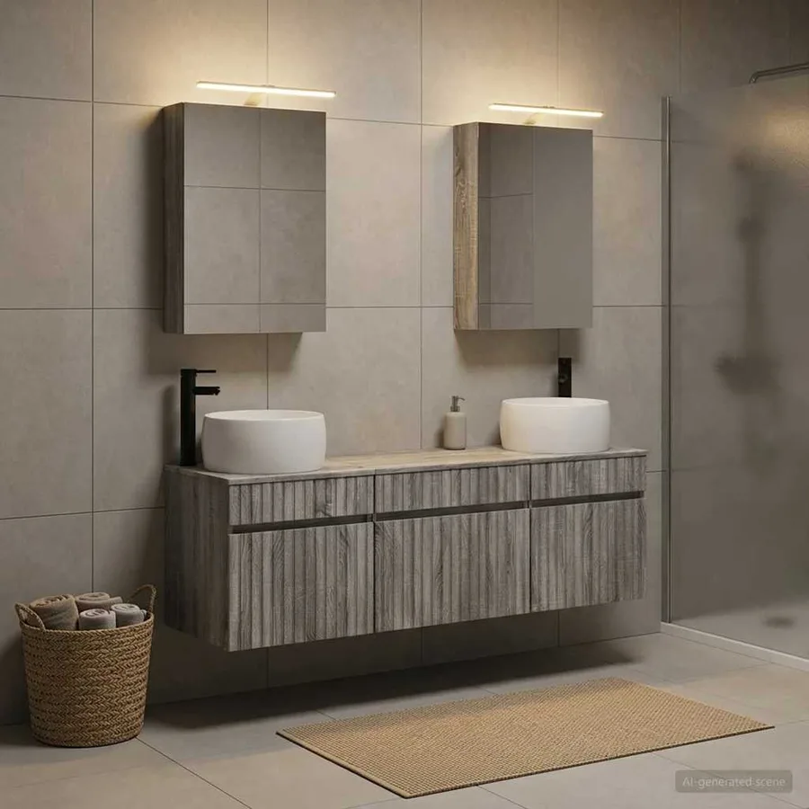 Ensemble d'armoire de salle de bain 5 pcs Sonoma gris - 4