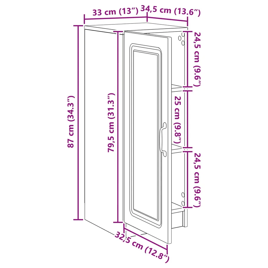 Buffet Chêne Sonoma 33 x 34,5 x 87 cm Bois d'ingénierie - 12