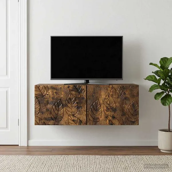 Meuble TV mural 98 x 41 x 30 cm Chêne fumé Bois d'ingénierie