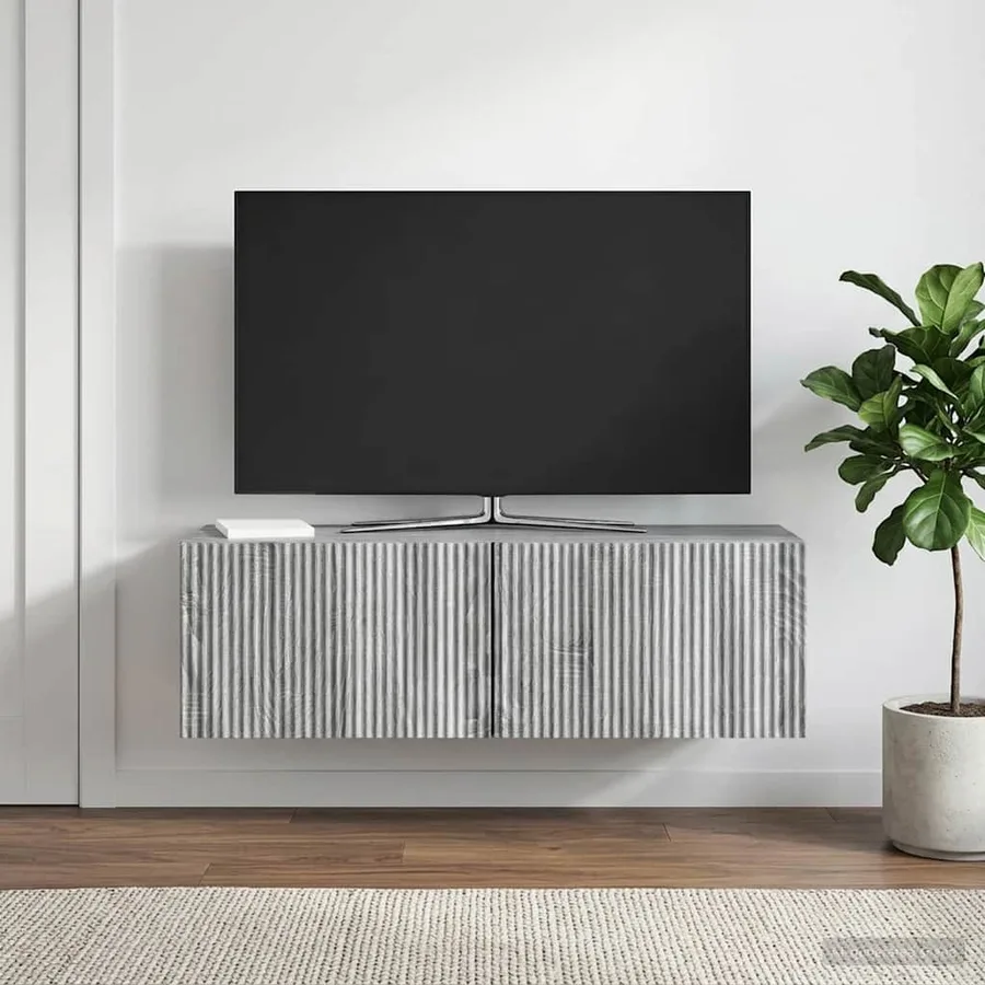 Meuble TV mural Sonoma gris 98 x 31 x 30 cm Bois d'ingénierie - 4