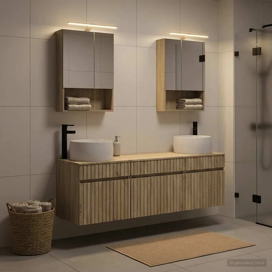 Ensemble d'armoire de salle de bain 5 pcs Chêne Sonoma - 4