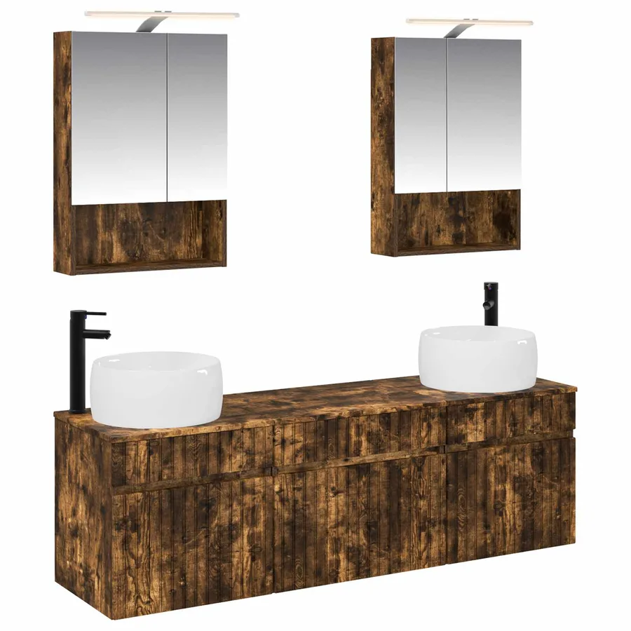 Ensemble d'armoire de salle de bain 5 pcs Chêne fumé - 2