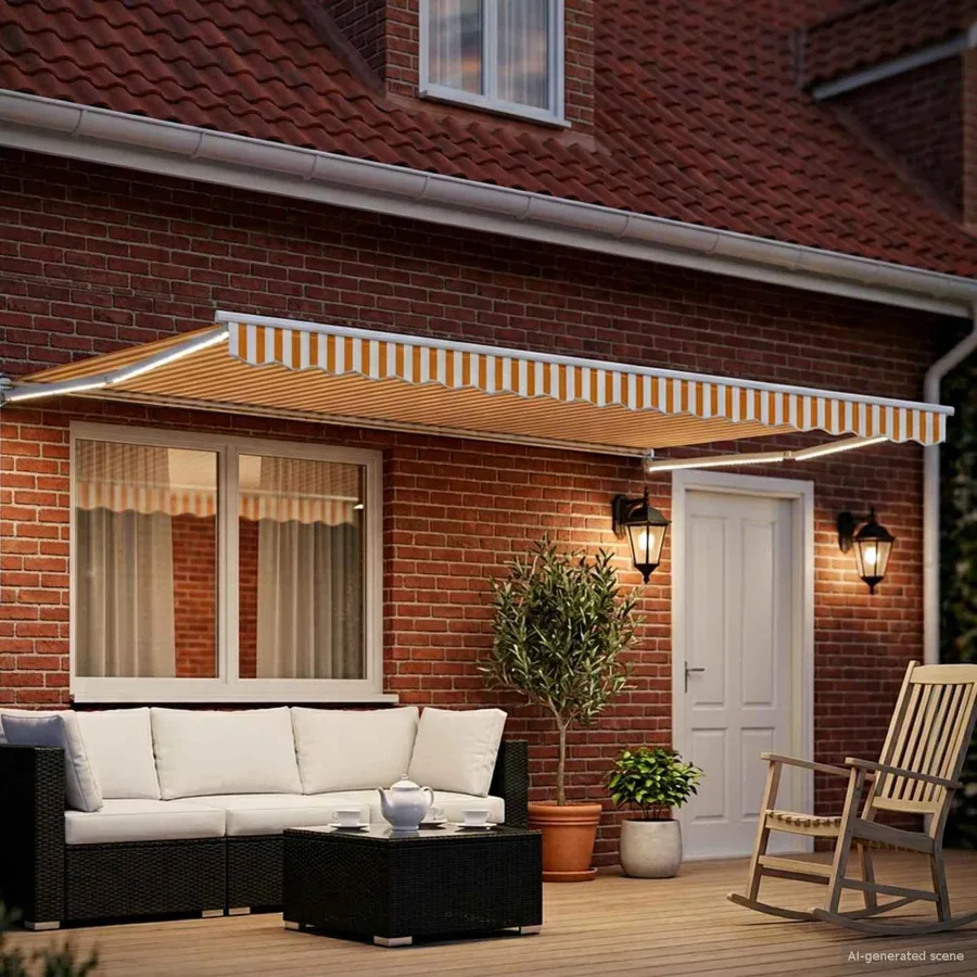 Auvent rétractable électrique Jaune et blanc 4 x 2 m - 3