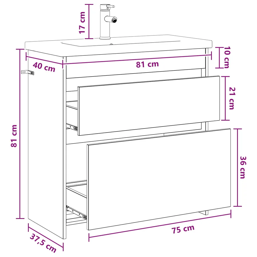 Ensemble de mobilier de salle de bain Chêne noir - 11