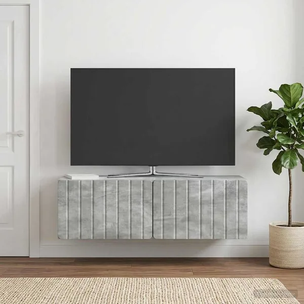 Meuble TV mural 98 x 31 x 30 cm Gris béton Bois d'ingénierie
