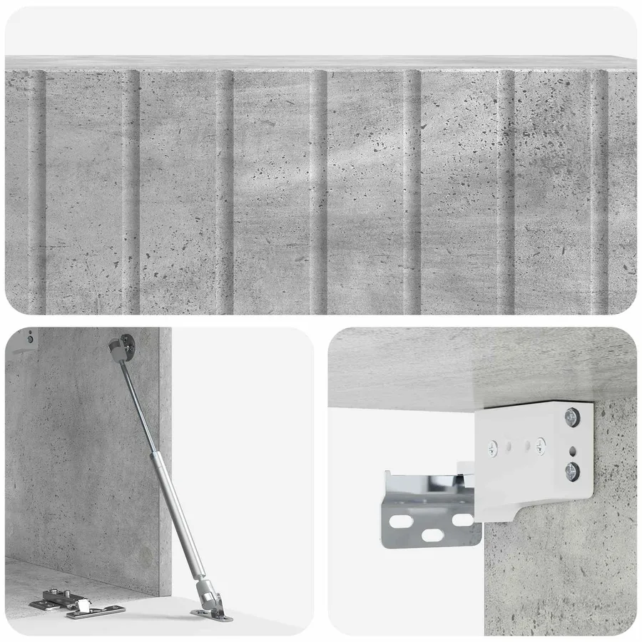 Meuble TV mural 98 x 31 x 30 cm Gris béton Bois d'ingénierie - 9