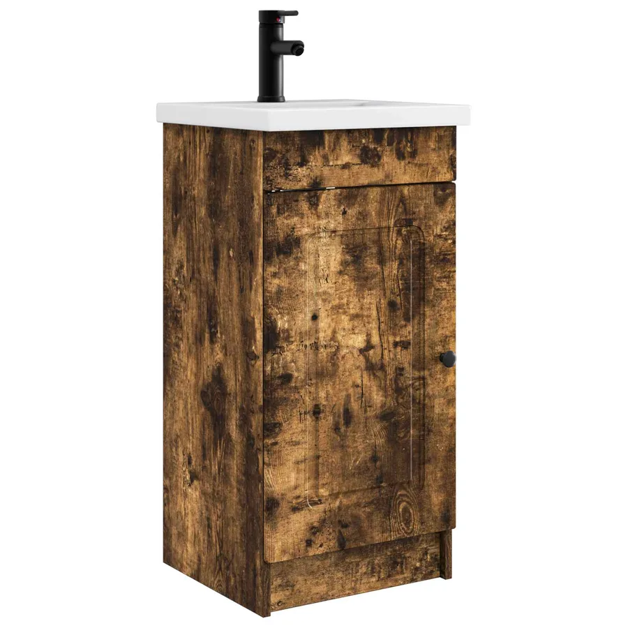 Meuble de salle de bain avec évier Chêne fumé 42 x 40 x 84,5 cm - 2