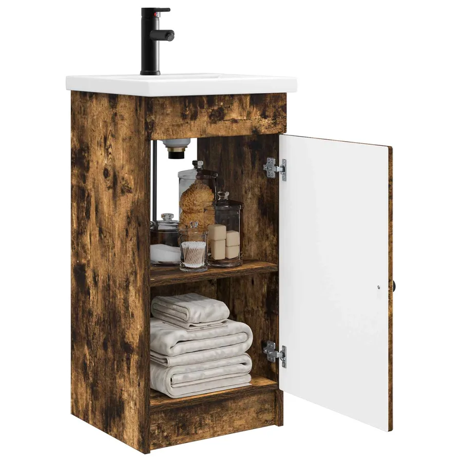Meuble de salle de bain avec évier Chêne fumé 42 x 40 x 84,5 cm - 3