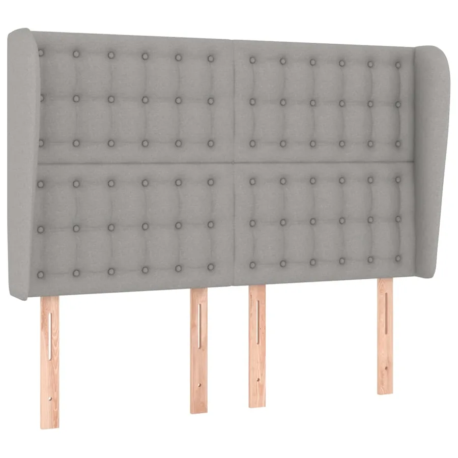 Tête de lit avec oreilles Gris clair 147x23x118/128 cm Tissu - 2