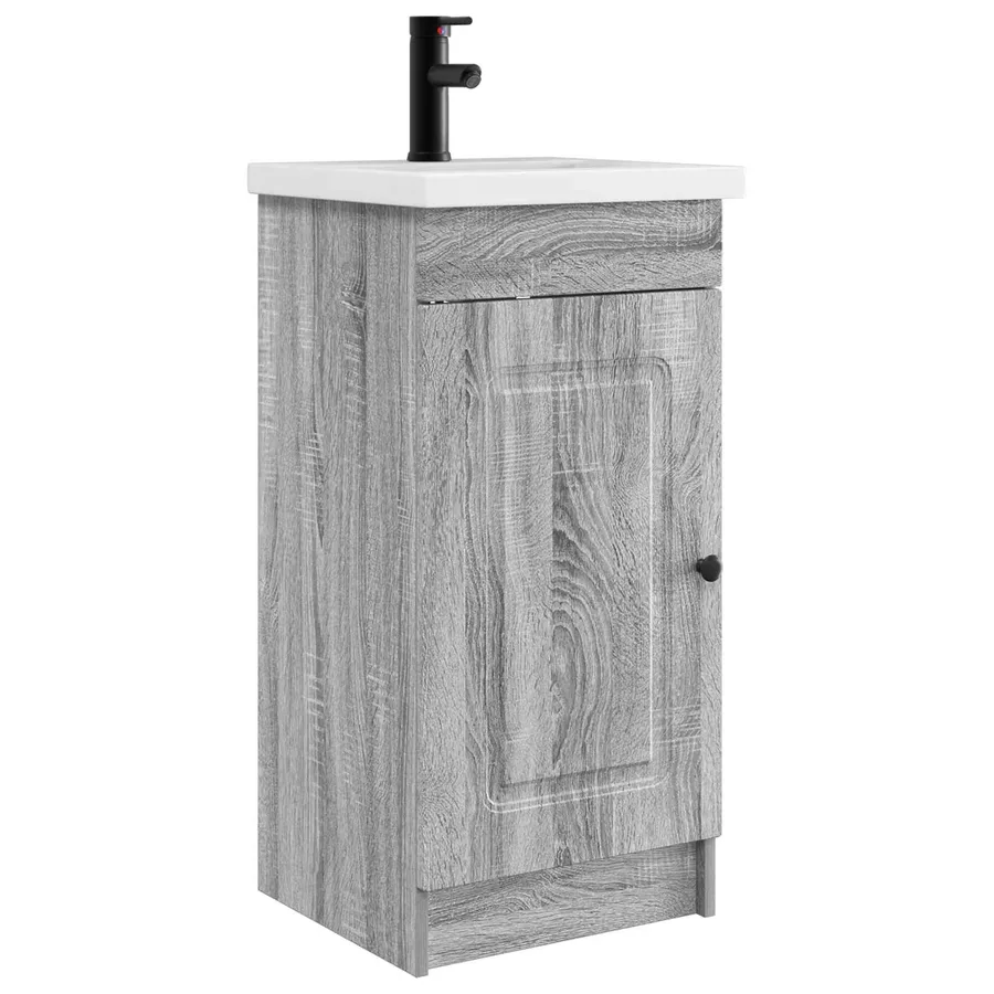 Meuble de salle de bain avec évier Sonoma gris - 2