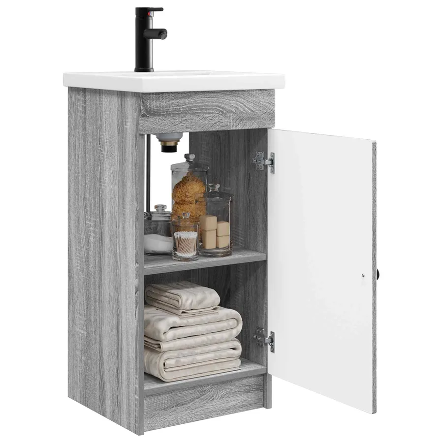 Meuble de salle de bain avec évier Sonoma gris - 3