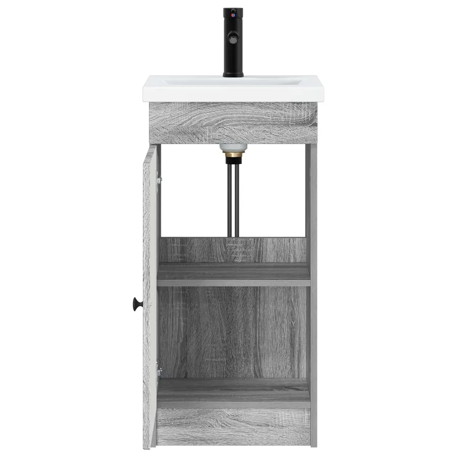Meuble de salle de bain avec évier Sonoma gris - 4