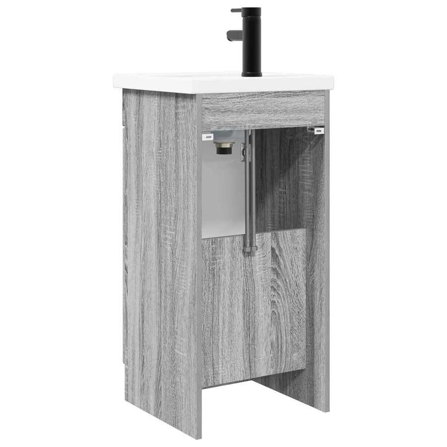 Meuble de salle de bain avec évier Sonoma gris - 6