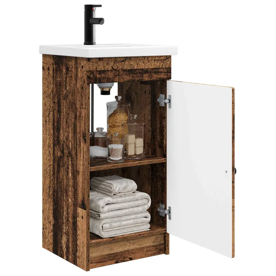Meuble de salle de bain avec évier Bois ancien - 3