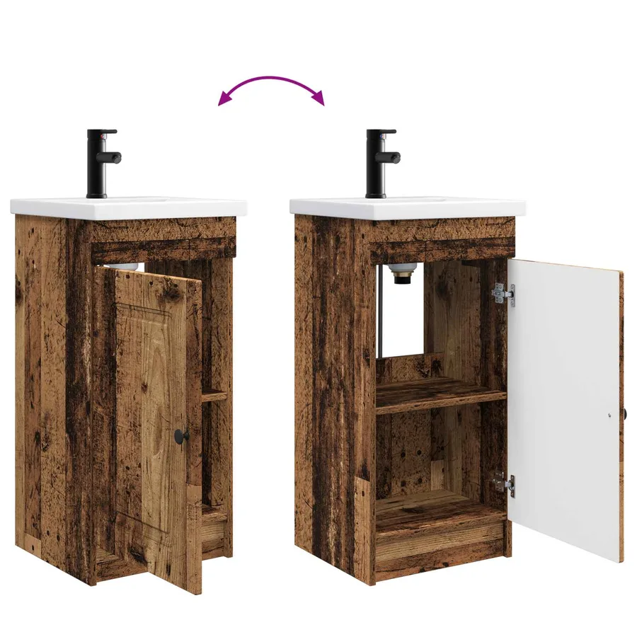 Meuble de salle de bain avec évier Bois ancien - 8