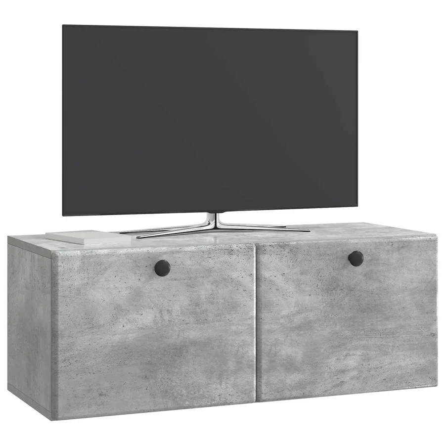 Meuble TV mural 78,5 x 31 x 30 cm Gris béton Bois d'ingénierie - 3