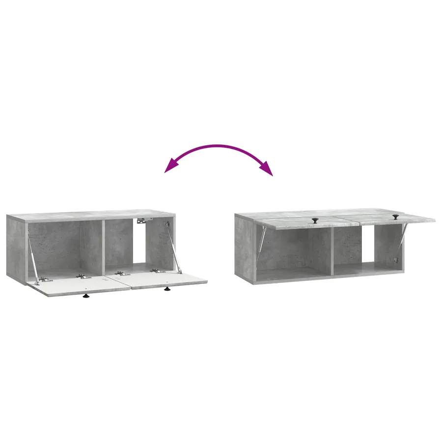 Meuble TV mural 78,5 x 31 x 30 cm Gris béton Bois d'ingénierie - 8