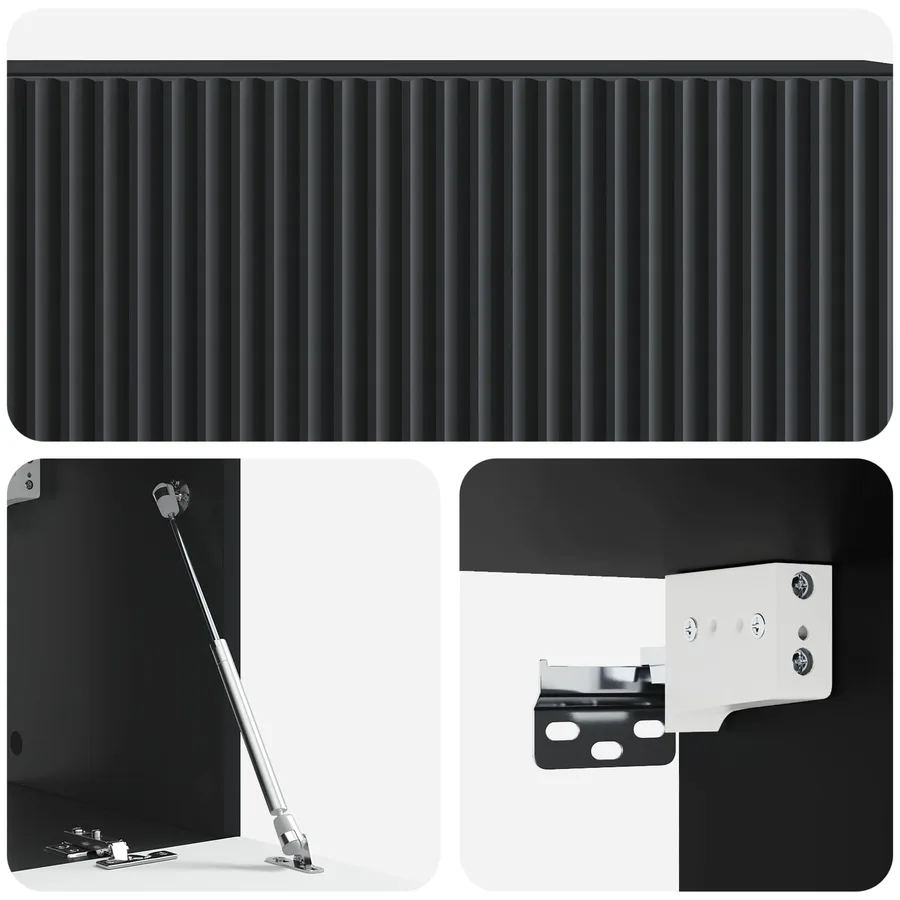 Meuble TV mural Noir 98 x 31 x 30 cm Bois d'ingénierie - 9