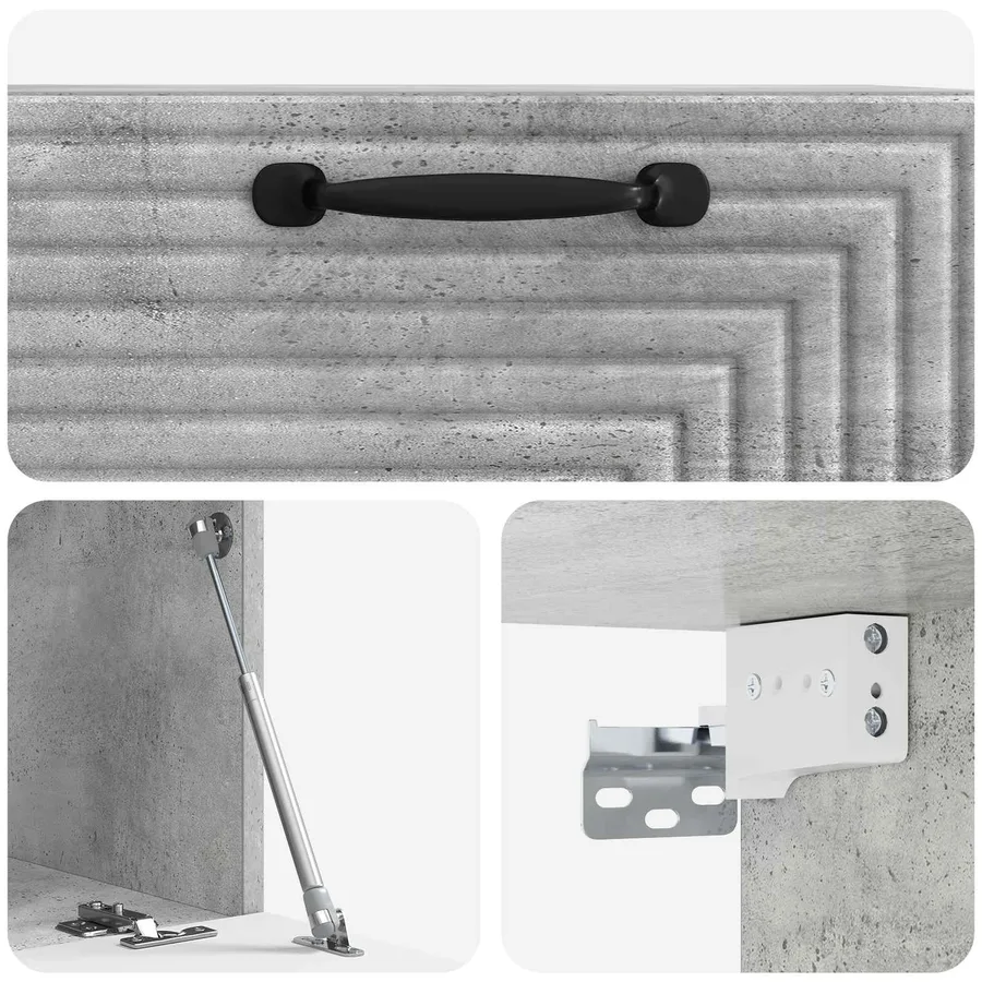 Meuble TV mural Gris béton 59,5 x 31 x 30 cm Bois d'ingénierie - 9