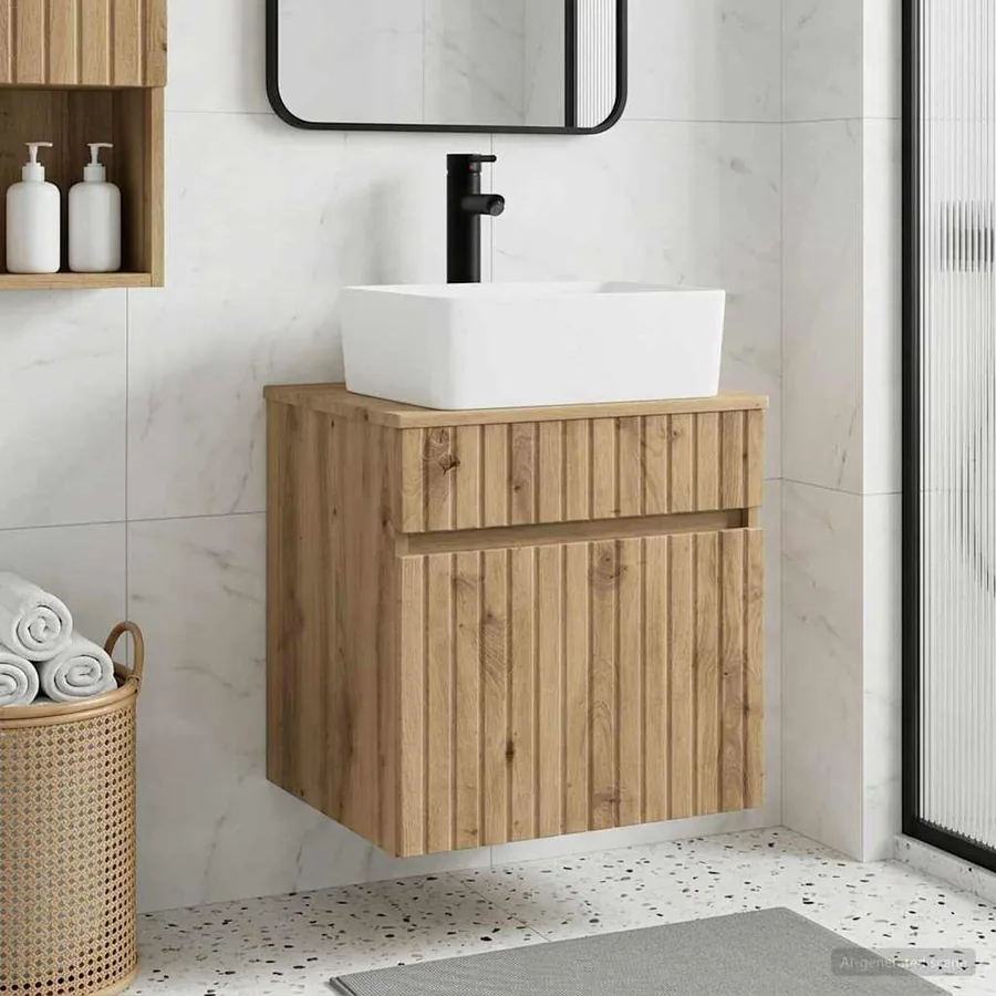 Meuble de lavabo mural Chêne artisanal 49 x 41 x 63 cm