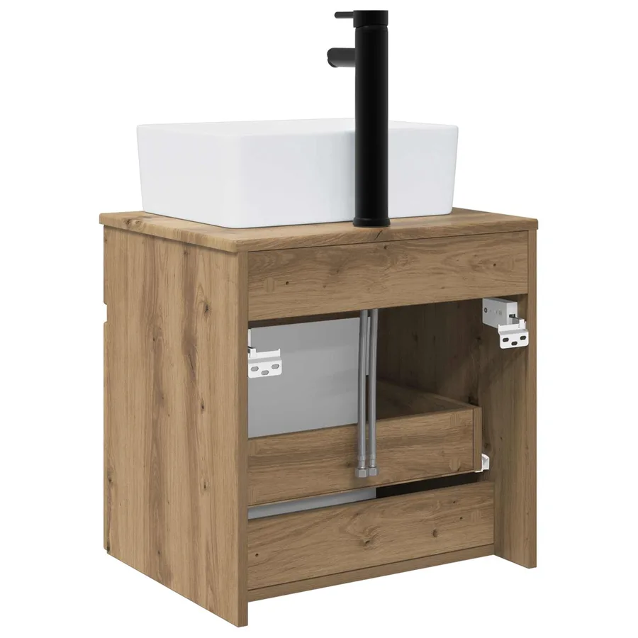 Meuble de lavabo mural Chêne artisanal 49 x 41 x 63 cm - 4