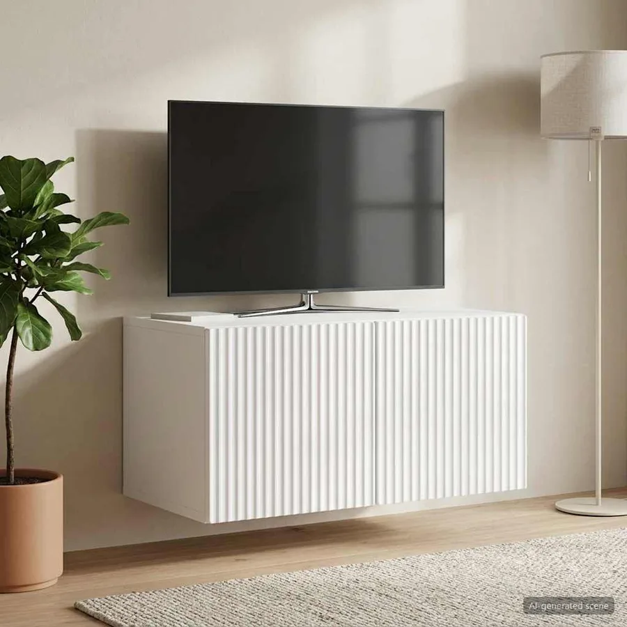 Meuble TV mural Montage mural Blanc brillant 59,5 x 41 x 30 cm - 4