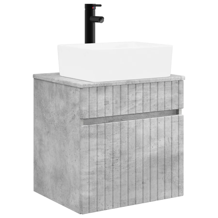 Meuble de lavabo mural Gris béton 49 x 41 x 63 cm - 2