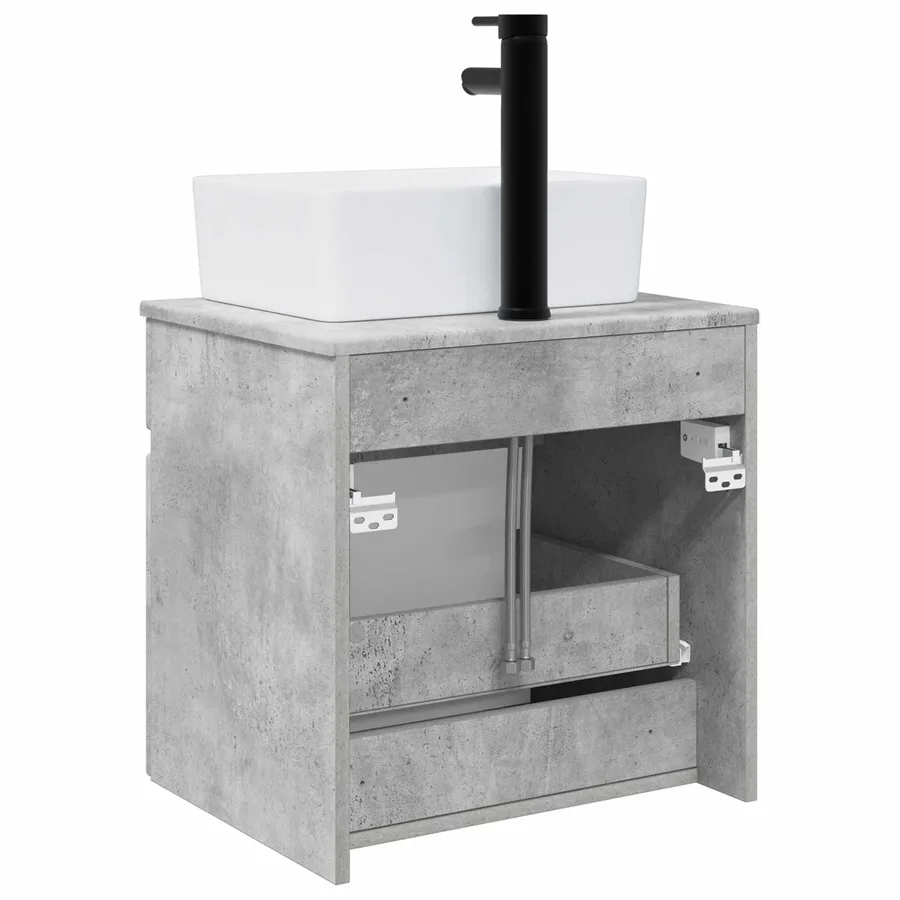 Meuble de lavabo mural Gris béton 49 x 41 x 63 cm - 4