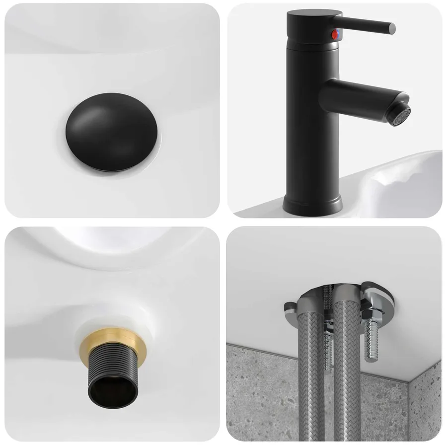 Meuble de lavabo mural Gris béton 49 x 41 x 63 cm - 6