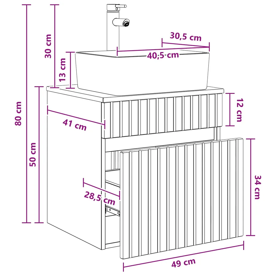 Meuble de lavabo mural Gris béton 49 x 41 x 63 cm - 7