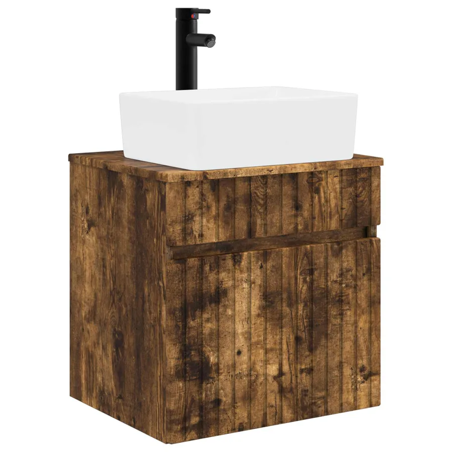 Meuble de lavabo mural Chêne fumé 49 x 41 x 63 cm - 2