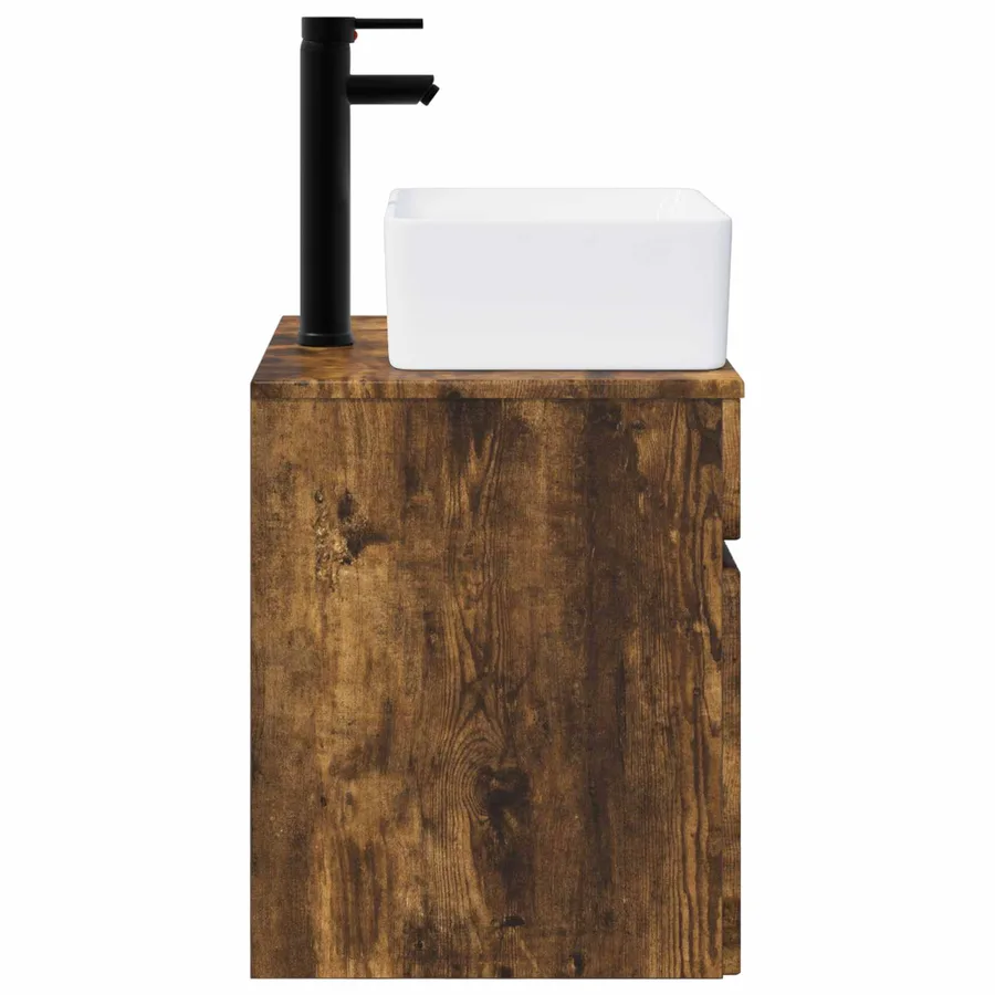 Meuble de lavabo mural Chêne fumé 49 x 41 x 63 cm - 3
