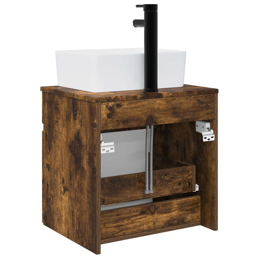 Meuble de lavabo mural Chêne fumé 49 x 41 x 63 cm - 4