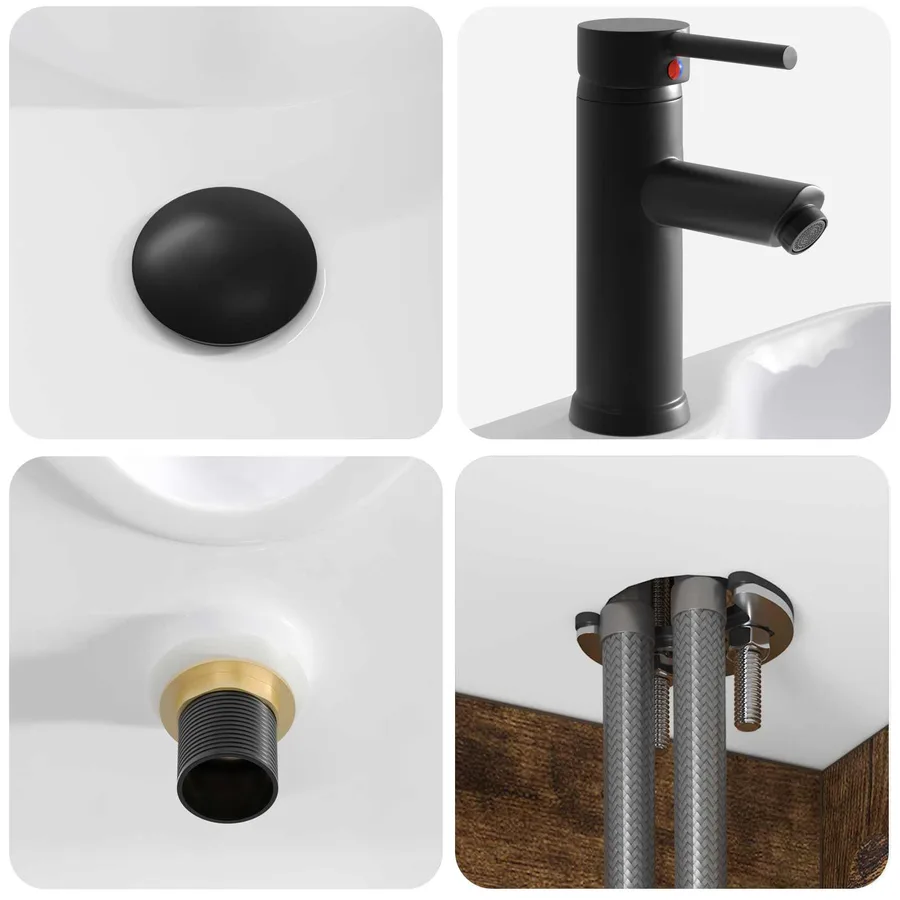 Meuble de lavabo mural Chêne fumé 49 x 41 x 63 cm - 6