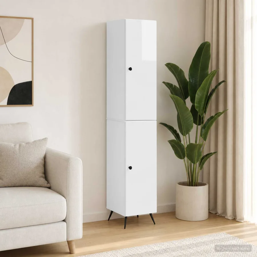 Ensemble de Meubles 2 pcs Blanc brillant Bois d'ingénierie