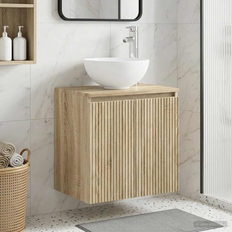 Vanité de lavabo mural Chêne Sonoma 49,5 x 35 x 63 cm