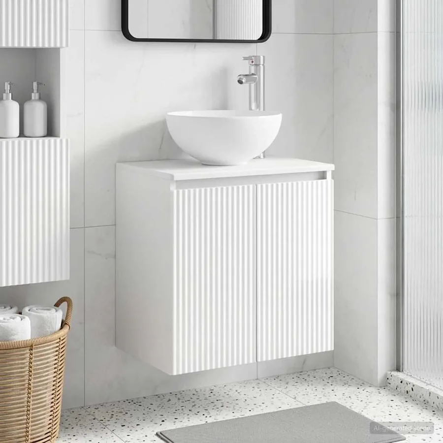 Vanité de lavabo mural Blanc brillant 49,5 x 35 x 63 cm