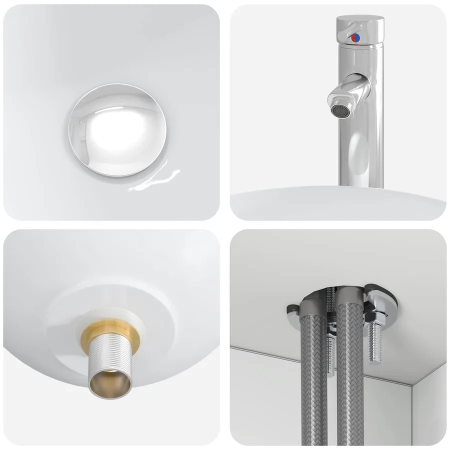 Vanité de lavabo mural Blanc brillant 49,5 x 35 x 63 cm - 7