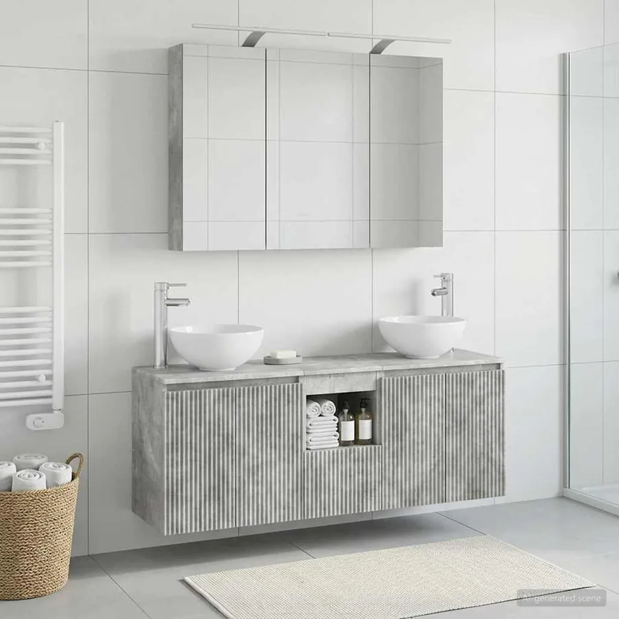 Ensemble d'armoire de salle de bain 4 pcs Gris béton