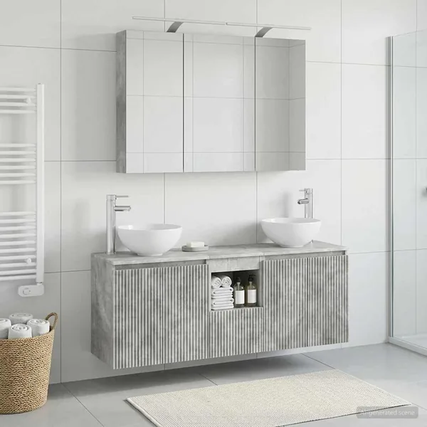Ensemble d'armoire de salle de bain 4 pcs Gris béton
