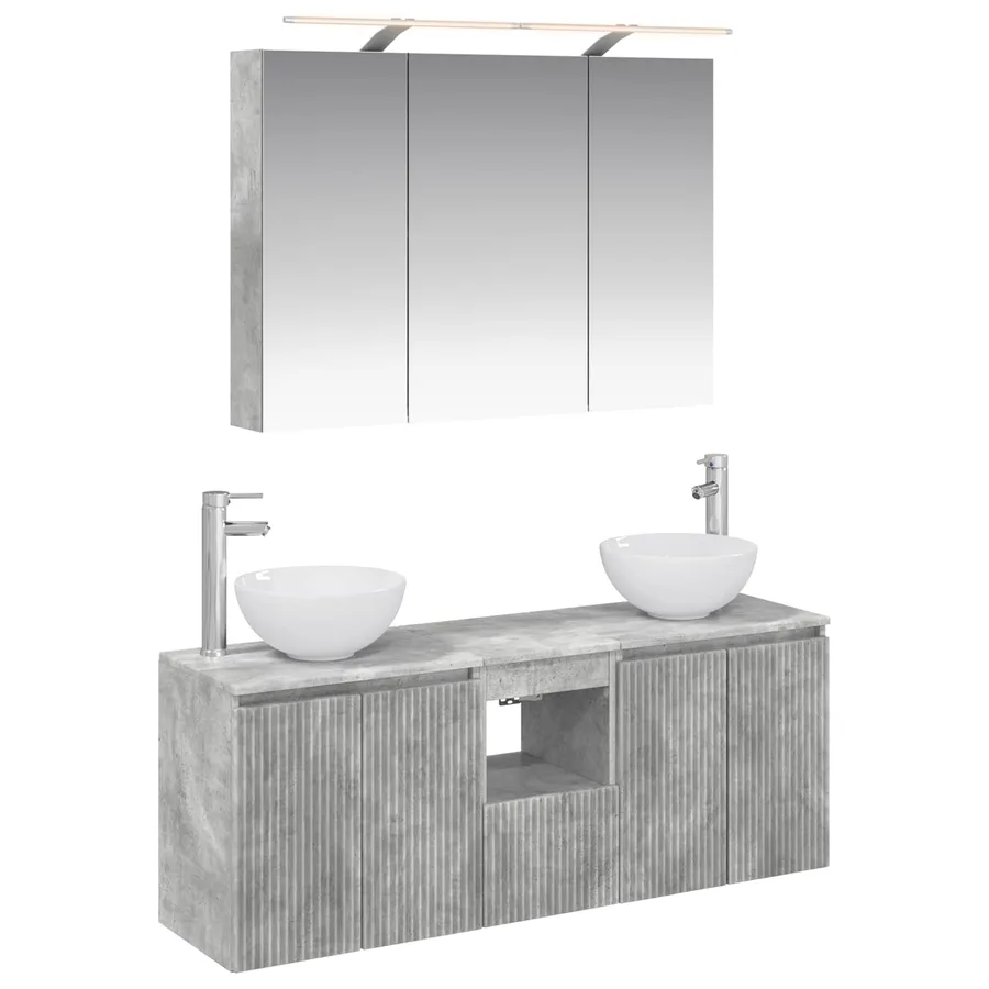 Ensemble d'armoire de salle de bain 4 pcs Gris béton - 2
