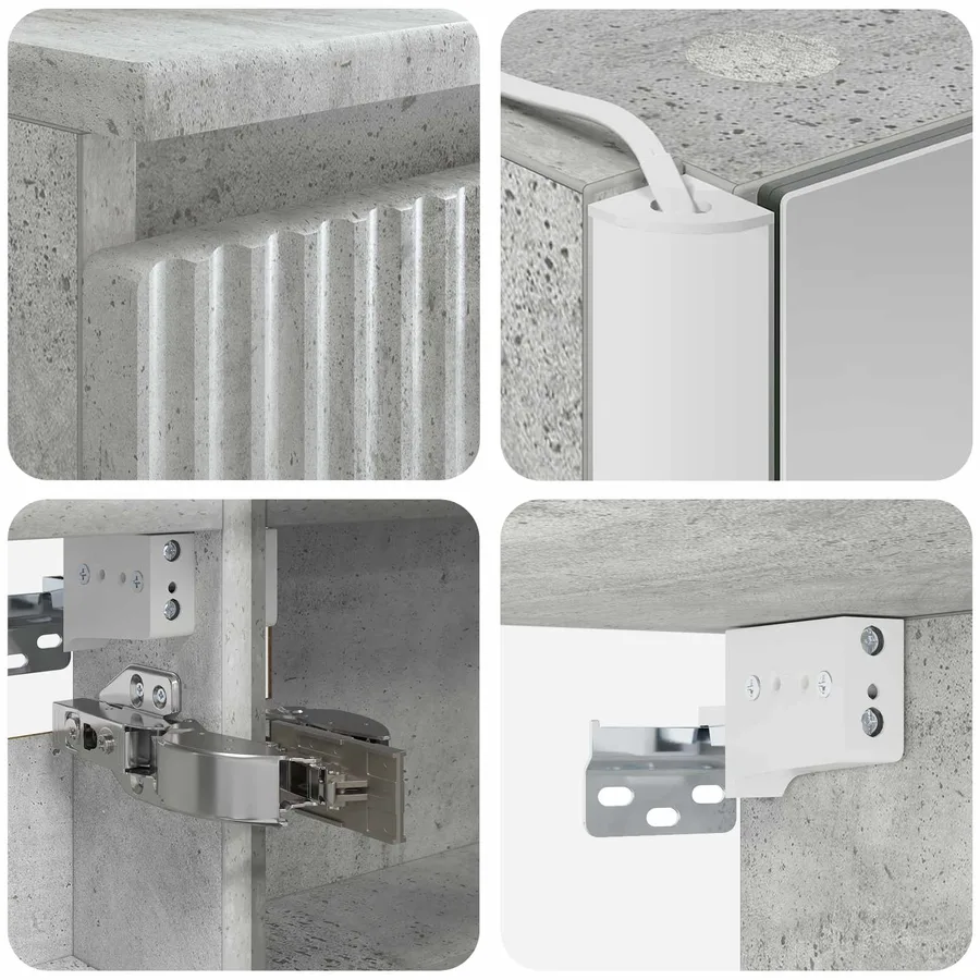 Ensemble de mobilier de salle de bain 6 pcs Gris béton - 8