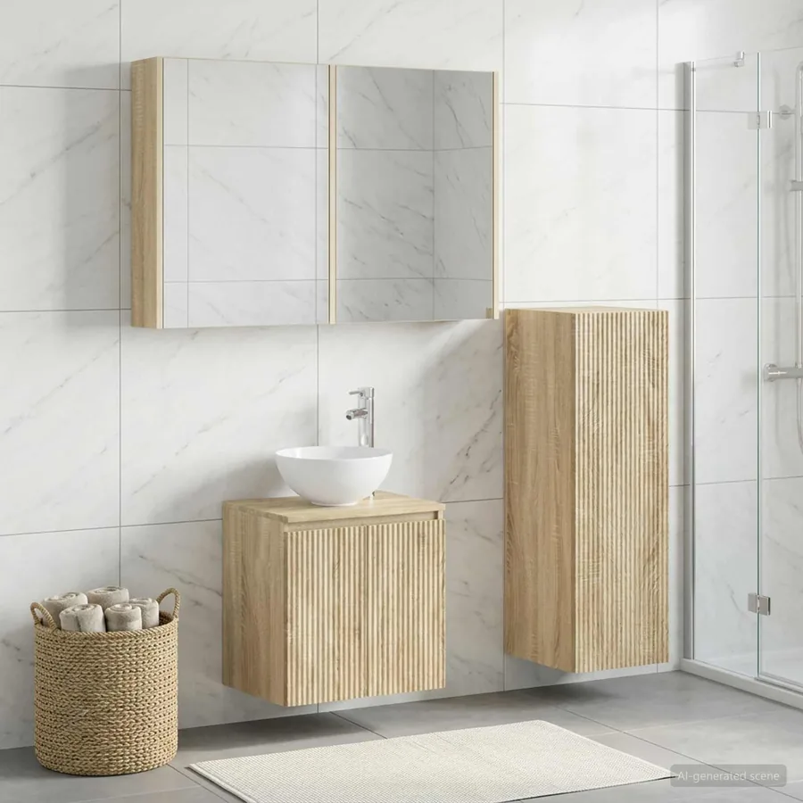Ensemble de mobilier de salle de bain 4 pcs Chêne Sonoma