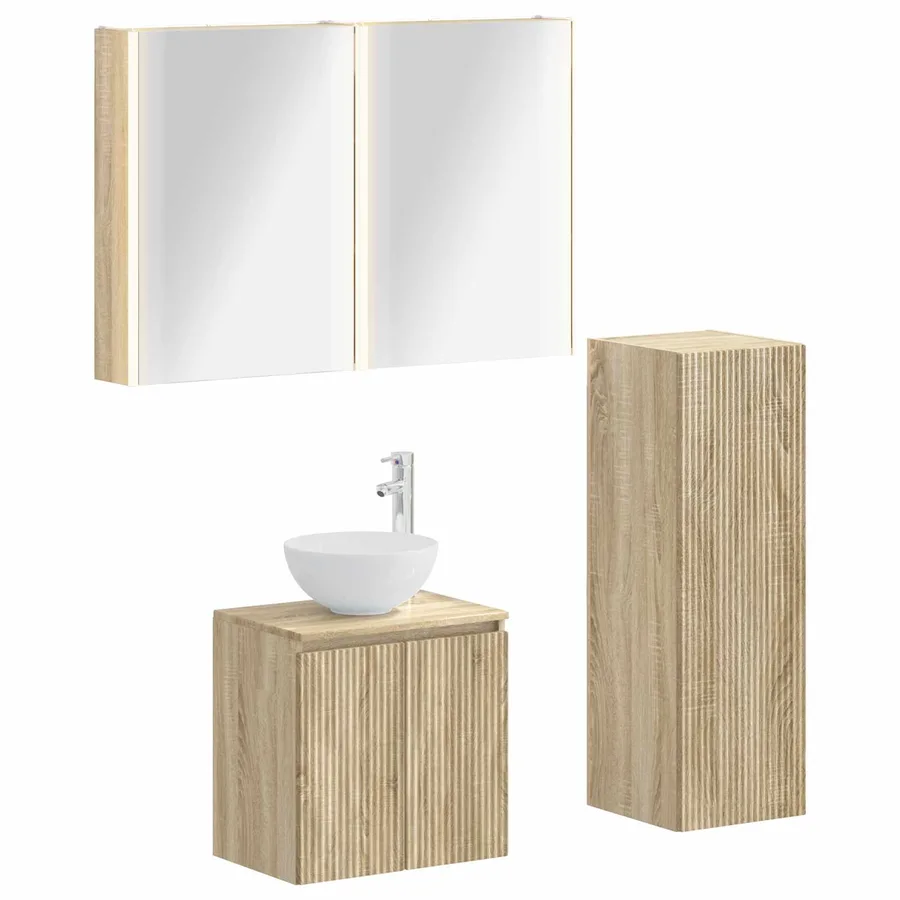 Ensemble de mobilier de salle de bain 4 pcs Chêne Sonoma - 2