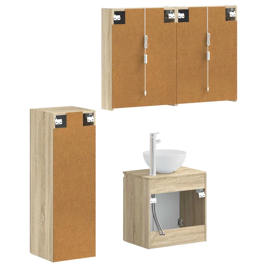 Ensemble de mobilier de salle de bain 4 pcs Chêne Sonoma - 5