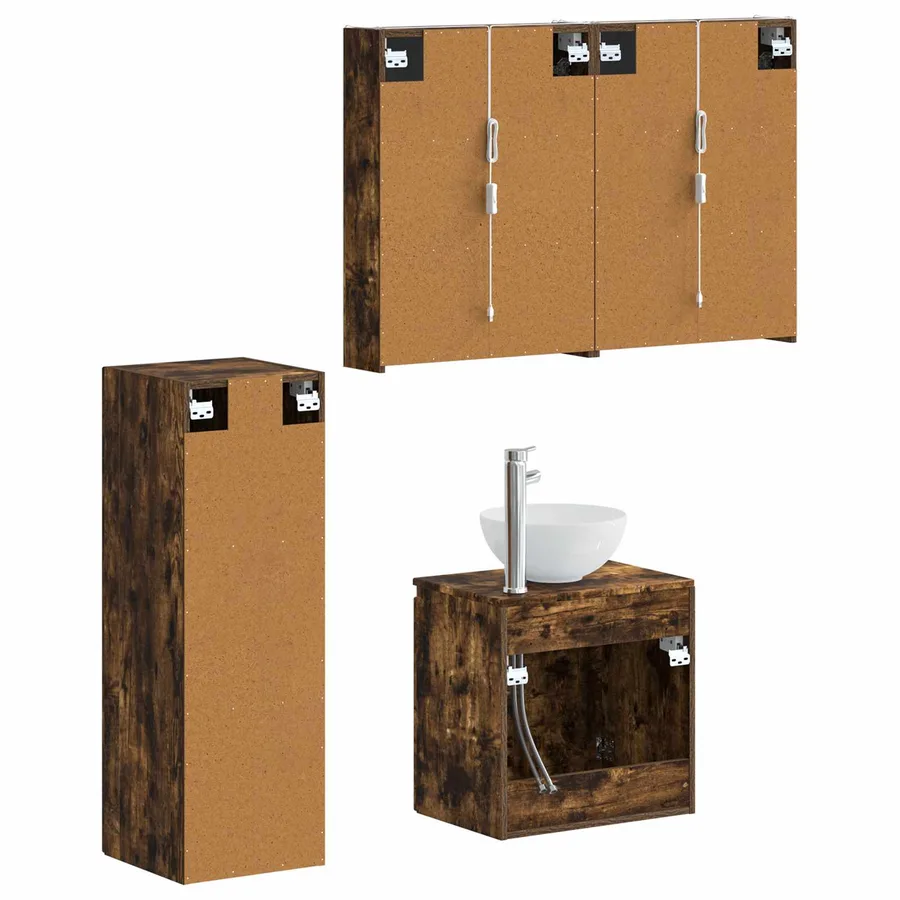 Ensemble de mobilier de salle de bain 4 pcs Chêne fumé - 5